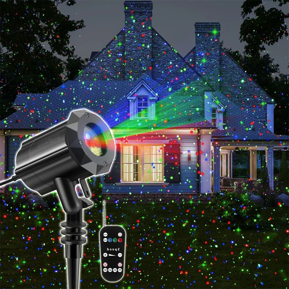 Outdoor Lighting Uk - クリスマスレーザープロジェクターライト、屋外モーション、ホタル赤、緑、青、リモコンとセキュリティロック付き、ac 100-240v、eu、us、uk