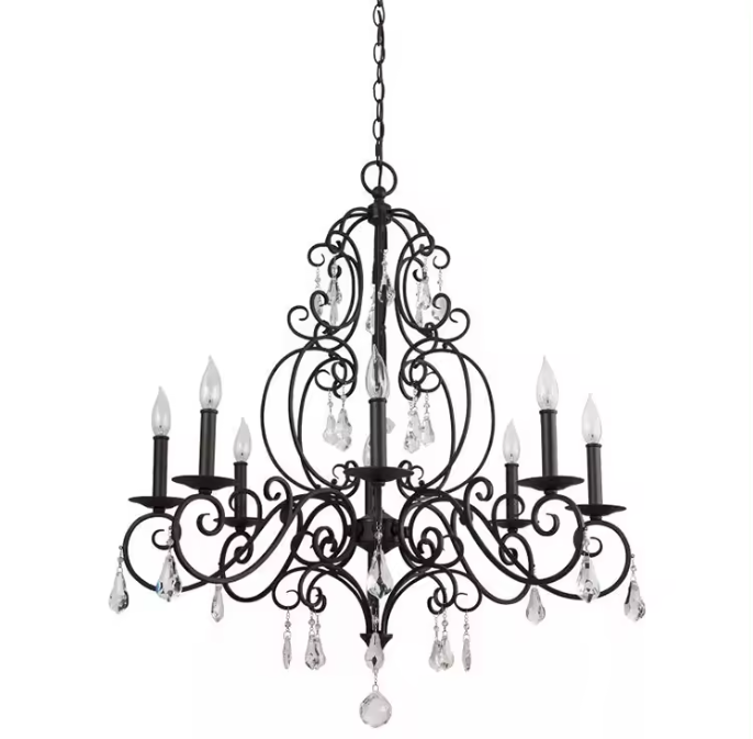 Outdoor Lighting Black - ジールライティング エレガントペンダントライト レトロブラックメタル アウトドアクリスタル ヴィンテージフレンチシャンデリア