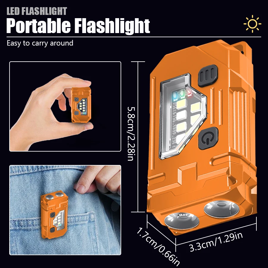 ミニキーホルダー EDC 懐中電灯充電式磁気トーチ超高輝度ポ - Outdoor Lighting Black のレビューと価格
