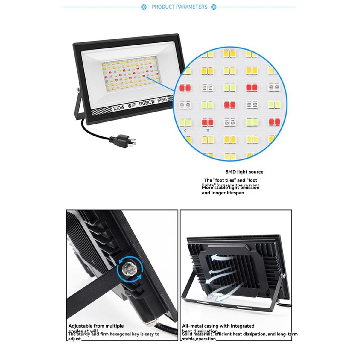 Nices 100W RGBCW LED フラッドライト A - Outdoor Lighting Uk のレビューと価格