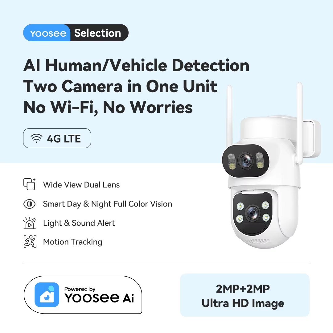 YOOSEE 4G LTE対応、デュアルレンズ搭載の屋外用セ - Outdoor Lighting Track のレビューと価格