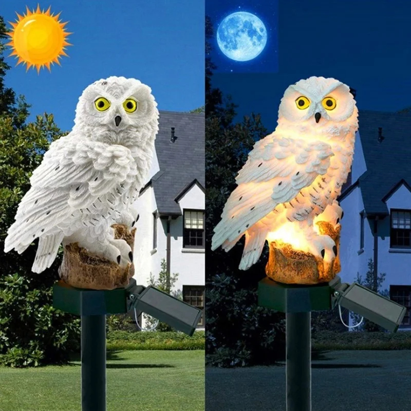 ソーラーフクロウ像ガーデンライトLED防水屋外装飾、庭やパテ - Outdoor Lighting Effects のレビューと価格
