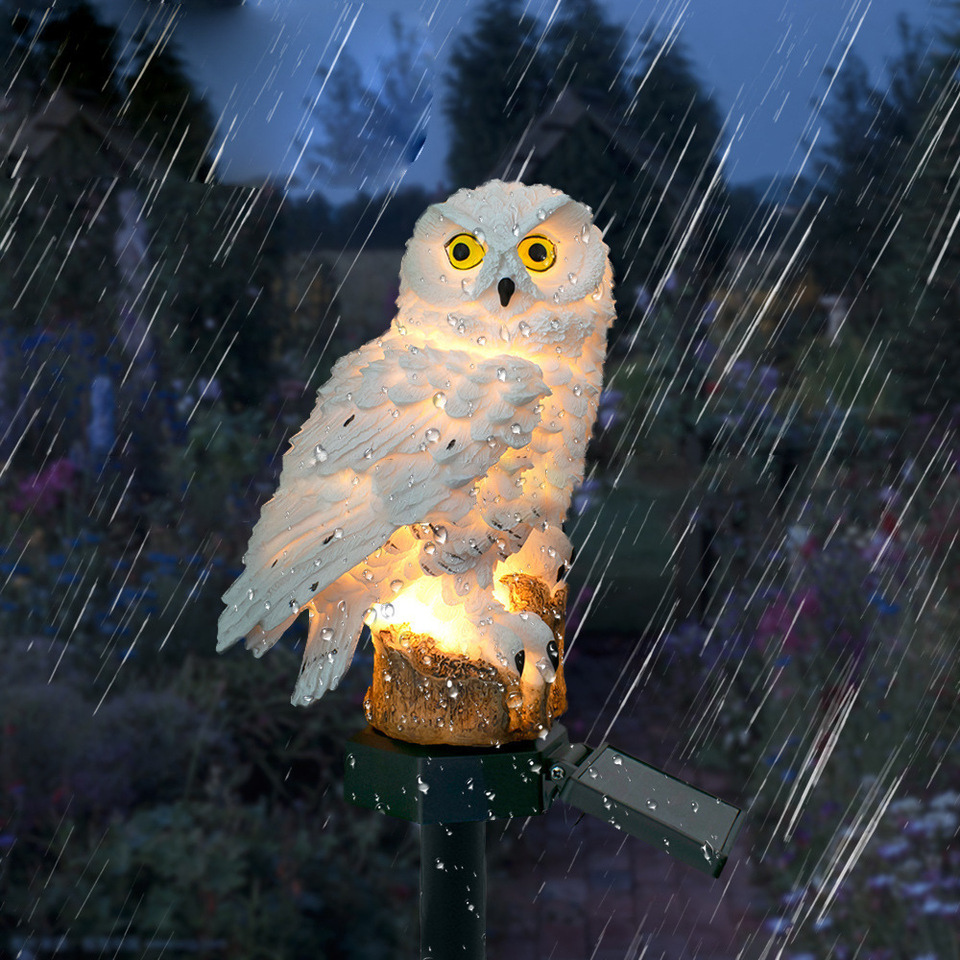 ソーラーフクロウ像ガーデンライトLED防水屋外装飾、庭やパテ - Outdoor Lighting Effects のレビューと価格