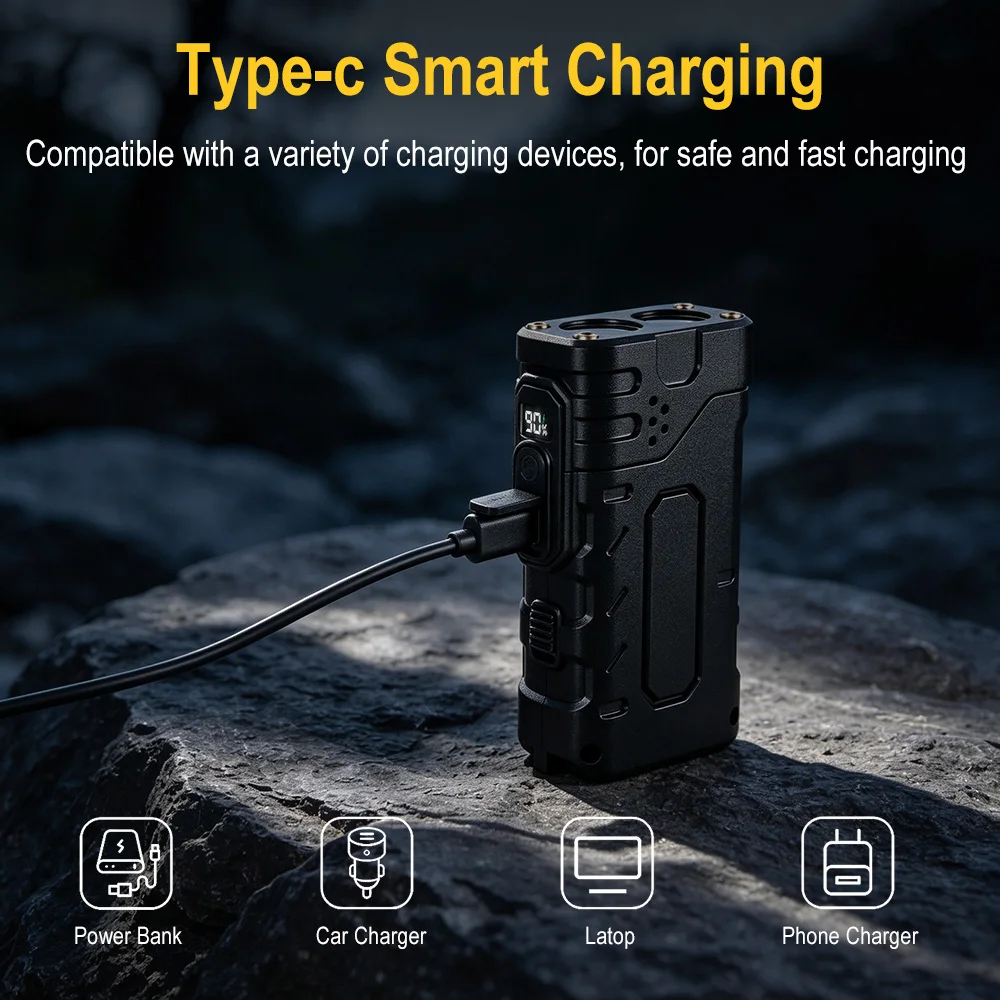 BORUIiT ハンドクランク EDC LED フラッシュラ - Outdoor Lighting Black のレビューと価格