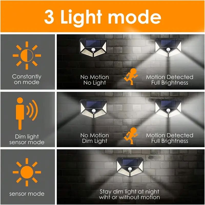 100LED屋外ソーラーガーデンライト、屋外モーションセンサ - Outdoor Lighting Waterproof のレビューと価格