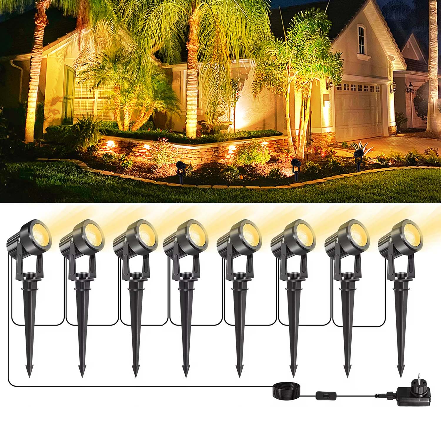 4/6/8LEDS 3000K 屋外スポットライト風景 IP - Outdoor Lighting Uk のレビューと価格