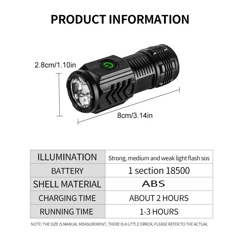 ペンクリップ付きミニ3LED懐中電灯、夜間歩行、ポータブル明 - Outdoor Lighting Black のレビューと価格