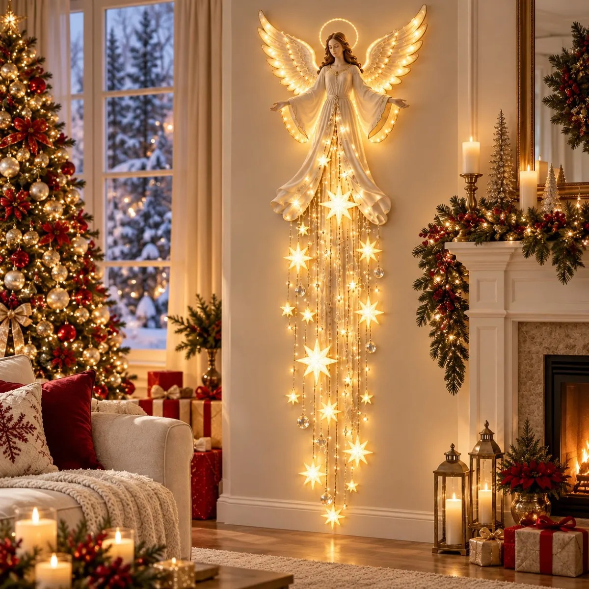クリスマス用ドアハンガー1個。LEDライトで光る装飾品。玄関 - Outdoor Lighting Effects のレビューと価格
