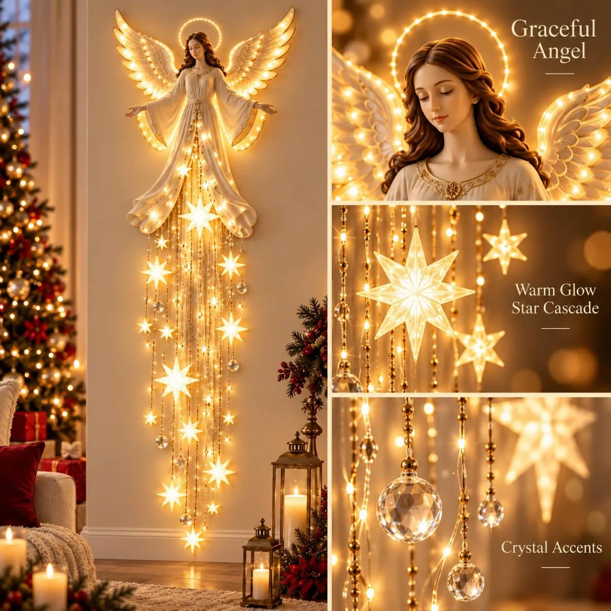 クリスマス用ドアハンガー1個。LEDライトで光る装飾品。玄関 - Outdoor Lighting Effects のレビューと価格